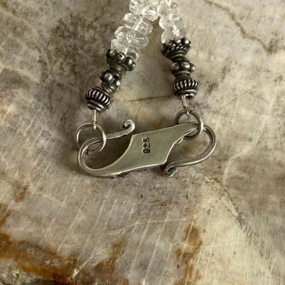 Sterling Silver 925 Labradorite & Quartz Beaded Necklace 17" Hook Closure 21g - Picture 6 of 16